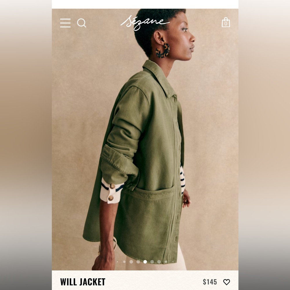 Sezane Olive Green Will Jacket Size M
